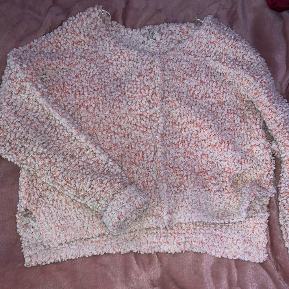 Pink and white long sleeve sweater. Has been worn no rips or tears.